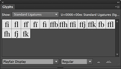 Illustrator glyphs - standard ligatures